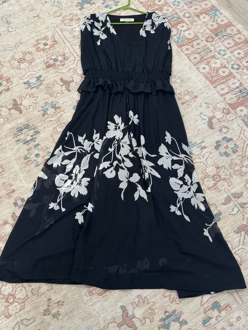 Black White Floral Maxi Dress Romantic Cottagecore Plus Size 16W